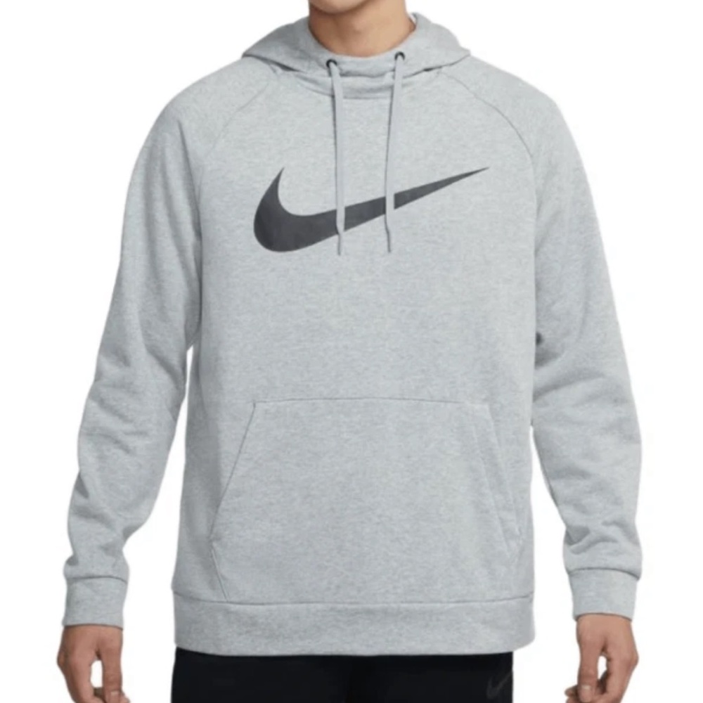 Nike Men's DRI-FIT Swoosh Fleece Hoodie Sweatshirt Gray Size Large